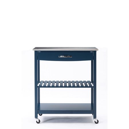 BORAAM Boraam 50659 Holland Kitchen Cart with Stainless Steel Top - Navy Blue 50659